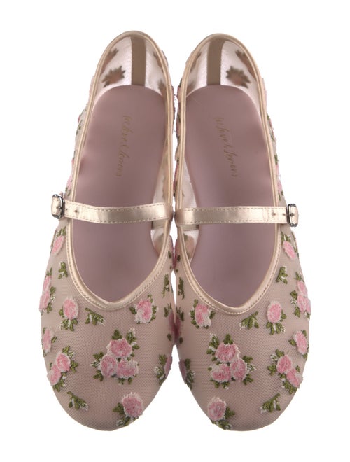 For Love & Lemons Mesh Floral Print Mary Jane Flats