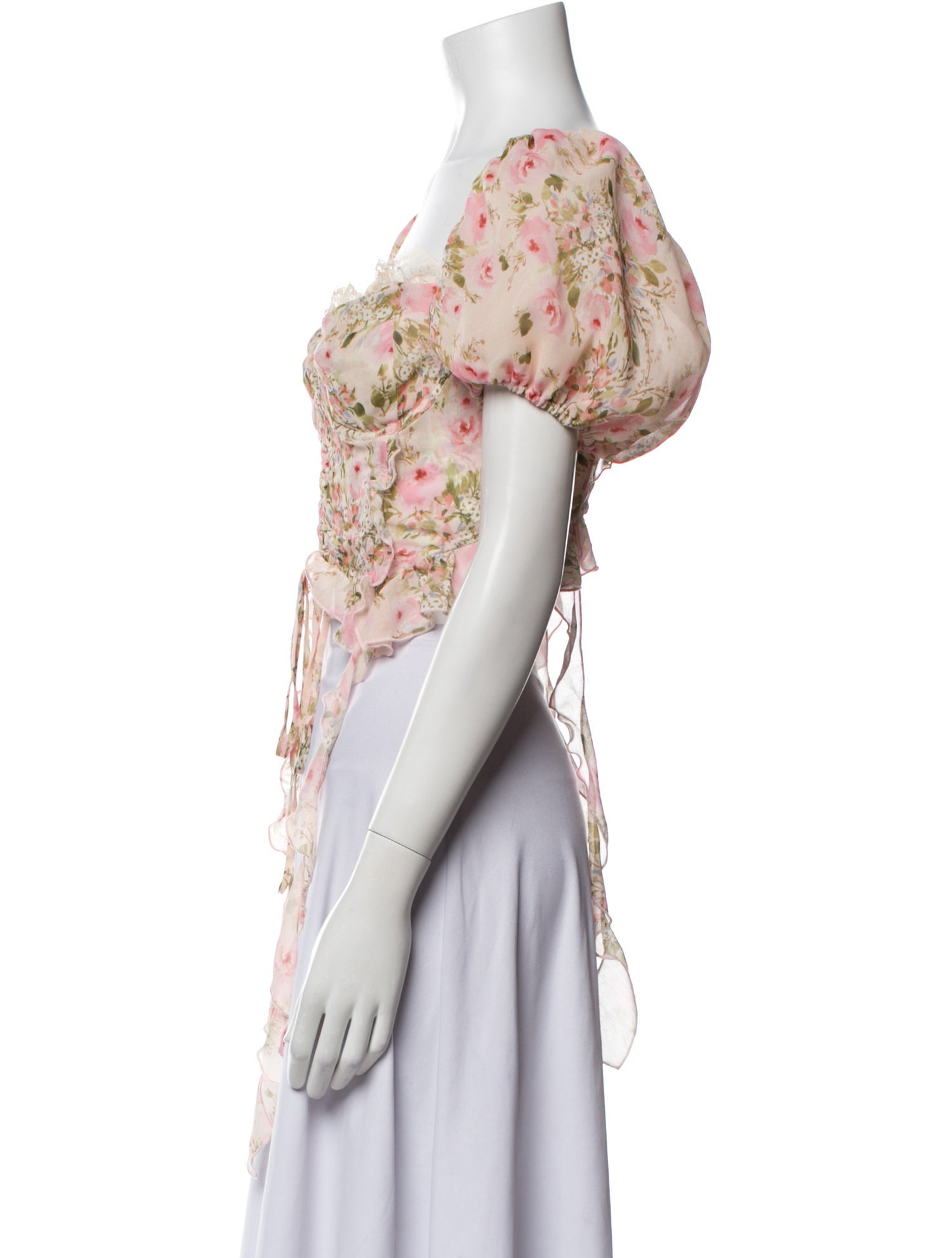 For Love & Lemons Floral Print Square Neckline Crop Top