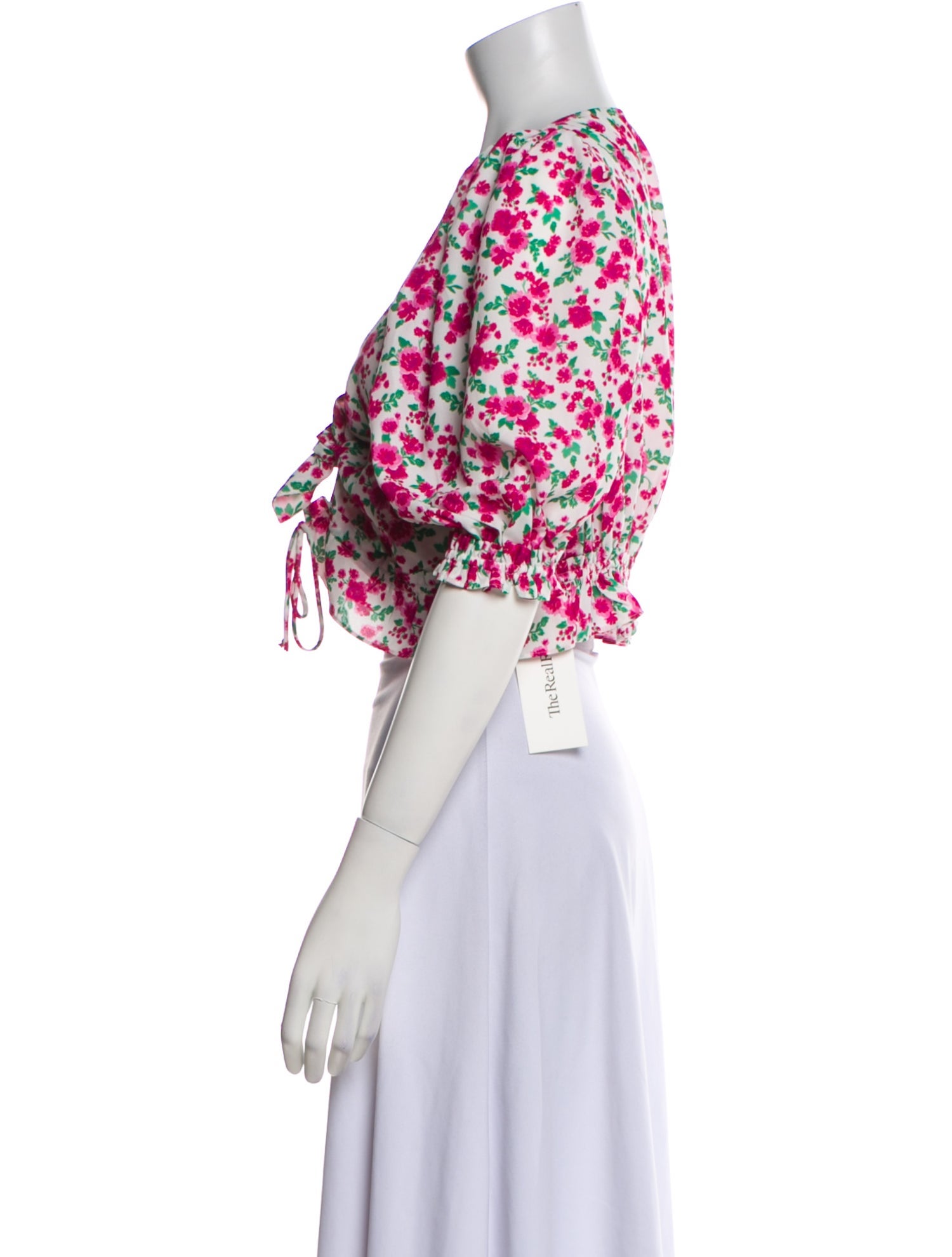 For Love & Lemons Floral Print V-Neck Crop Top