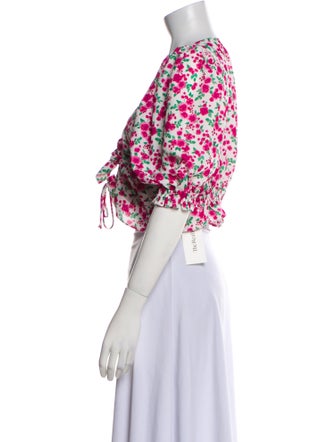 For Love & Lemons Floral Print V-Neck Crop Top