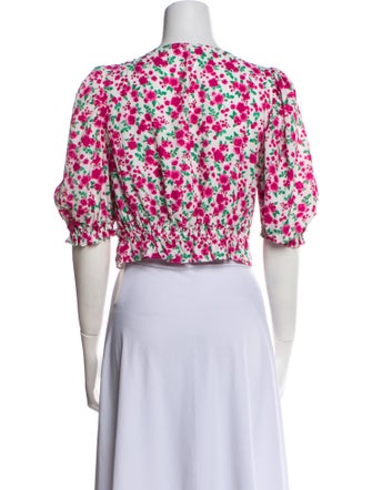 For Love & Lemons Floral Print V-Neck Crop Top