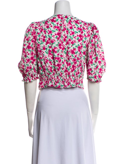 For Love & Lemons Floral Print V-Neck Crop Top