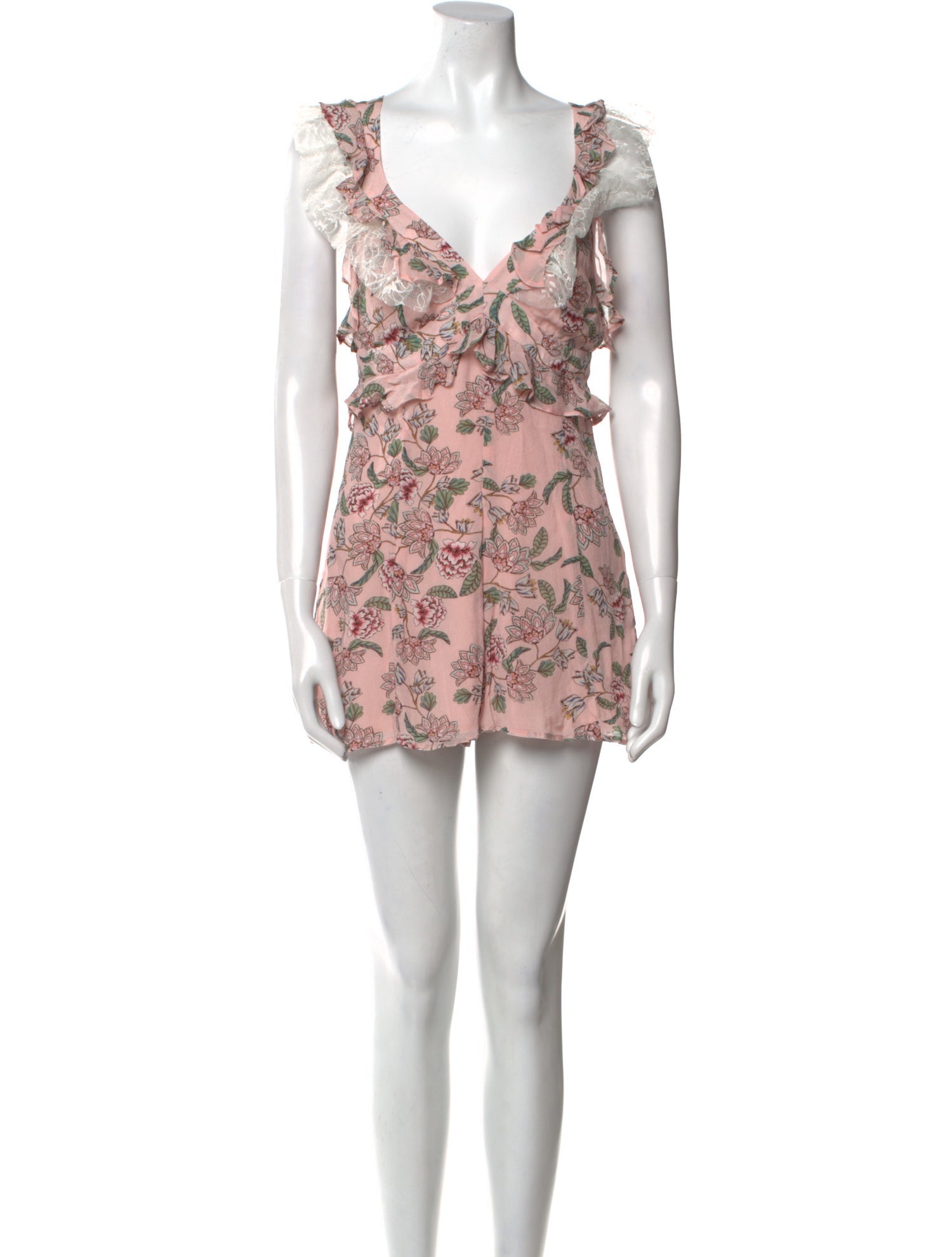 For Love & Lemons Floral Print V-Neck Romper w/ Tags