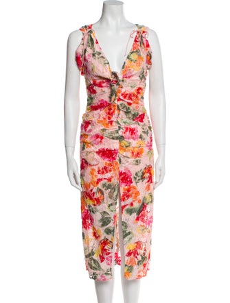 For Love & Lemons Floral Print Midi Length Dress