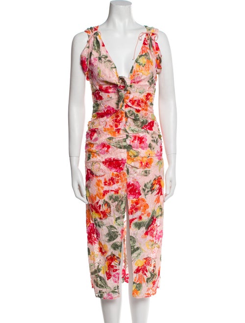 For Love & Lemons Floral Print Midi Length Dress