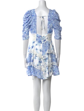 For Love & Lemons Floral Print Mini Dress