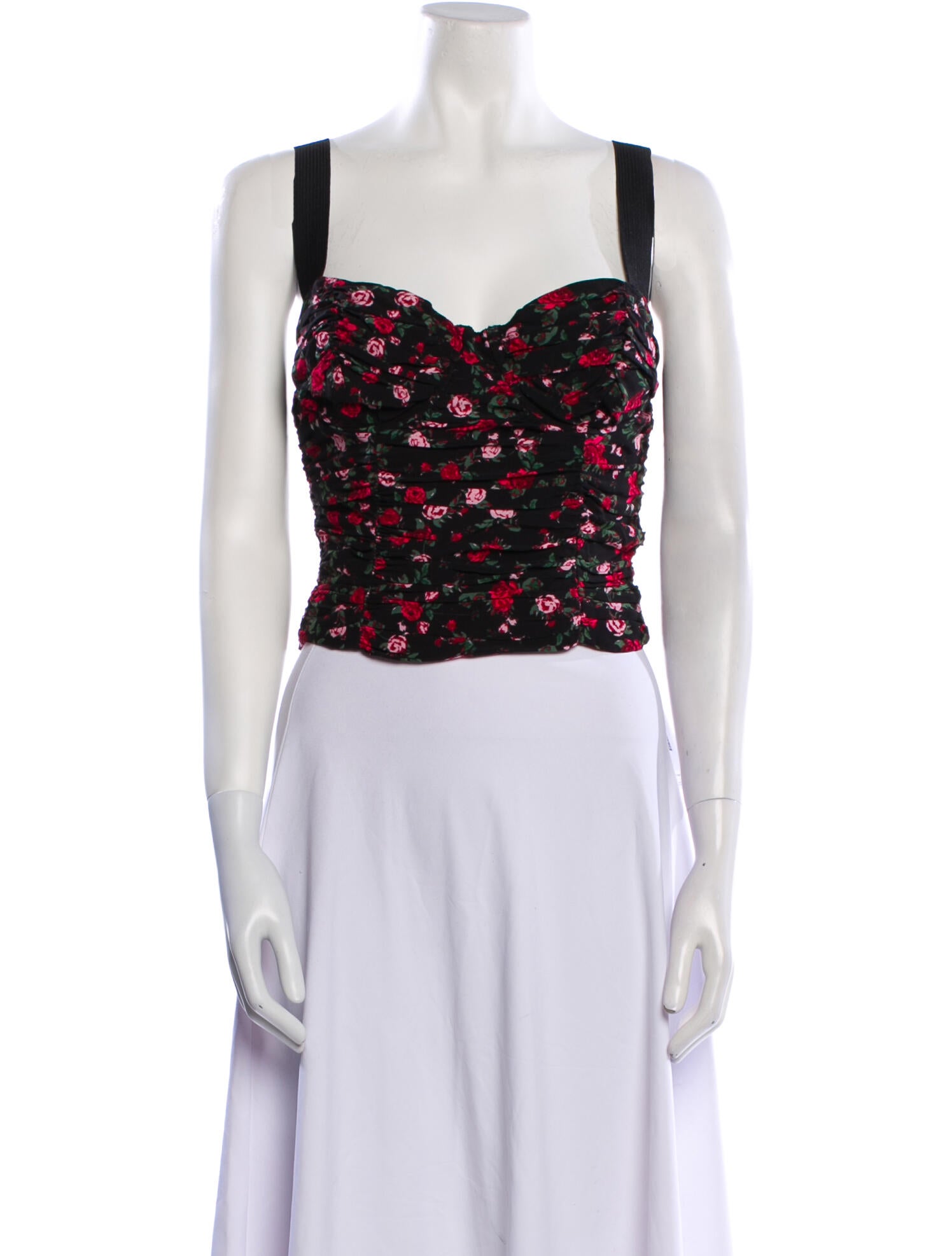 For Love & Lemons Floral Print Square Neckline Crop Top