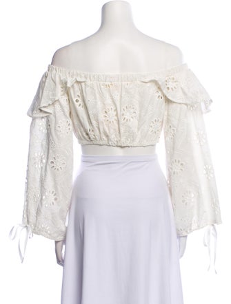 For Love & Lemons Lace Pattern Off-The-Shoulder Crop Top