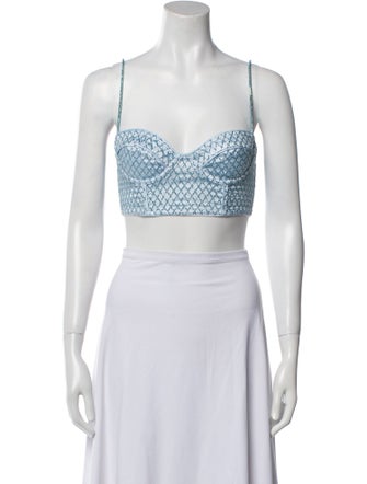 For Love & Lemons Printed Square Neckline Crop Top