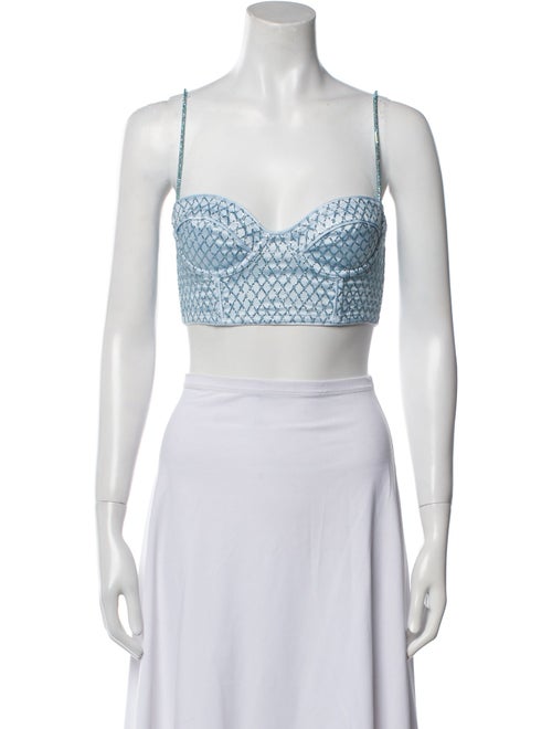 For Love & Lemons Printed Square Neckline Crop Top