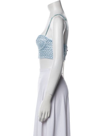 For Love & Lemons Printed Square Neckline Crop Top