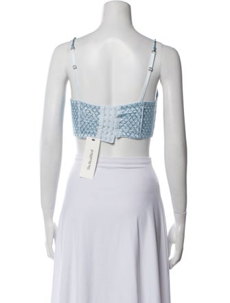 For Love & Lemons Printed Square Neckline Crop Top