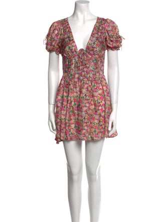 For Love & Lemons Floral Print Mini Dress