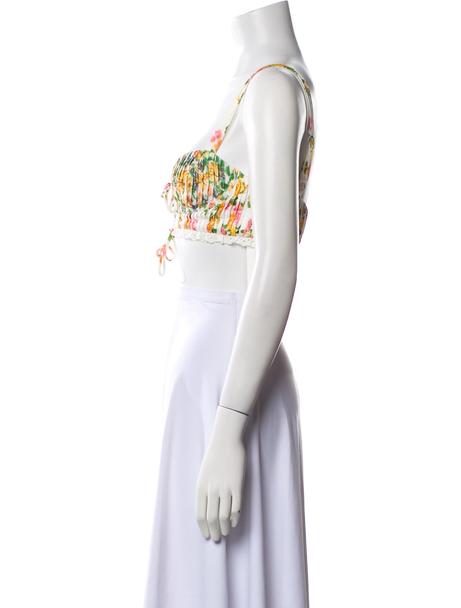 For Love & Lemons Floral Print Square Neckline Crop Top