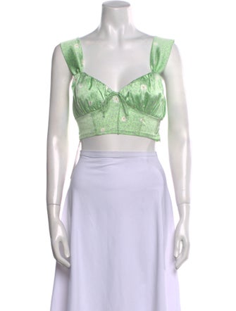 For Love & Lemons Printed Square Neckline Crop Top