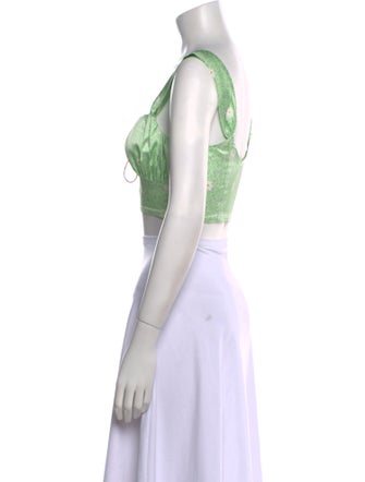 For Love & Lemons Printed Square Neckline Crop Top