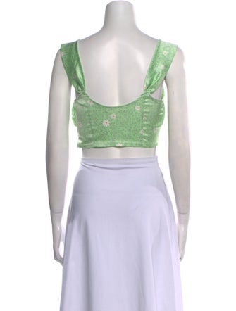 For Love & Lemons Printed Square Neckline Crop Top