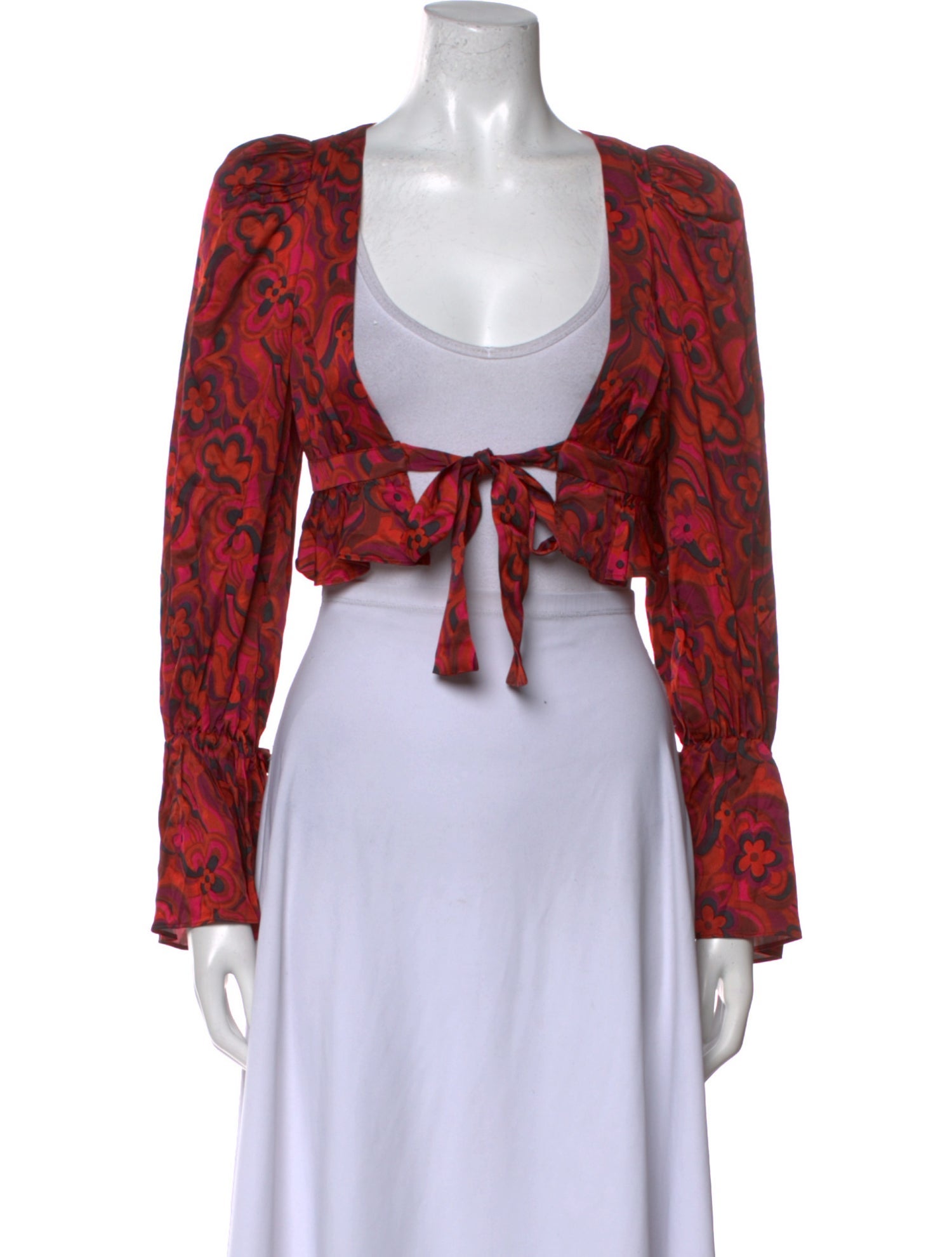 For Love & Lemons Printed V-Neck Crop Top w/ Tags