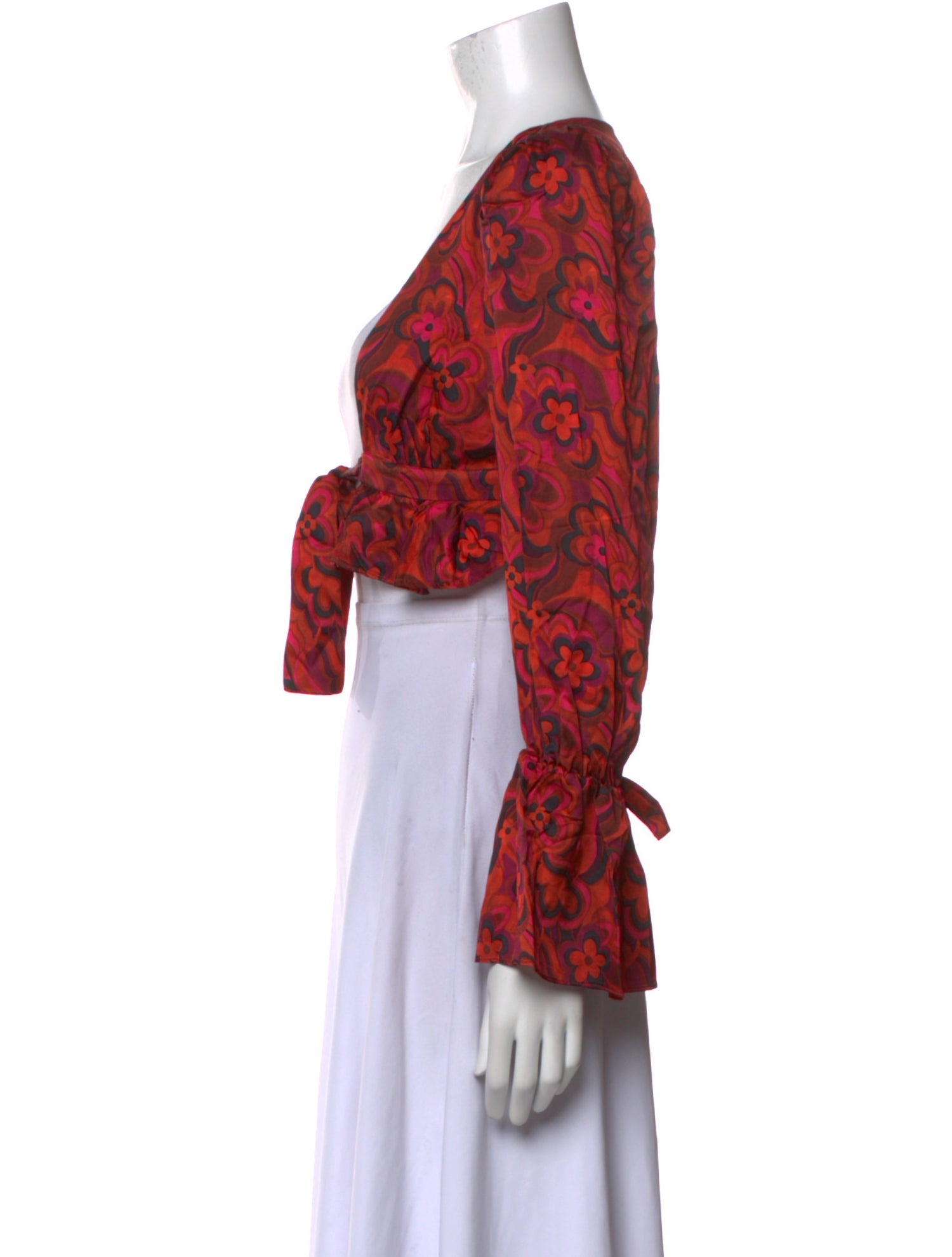 For Love & Lemons Printed V-Neck Crop Top w/ Tags