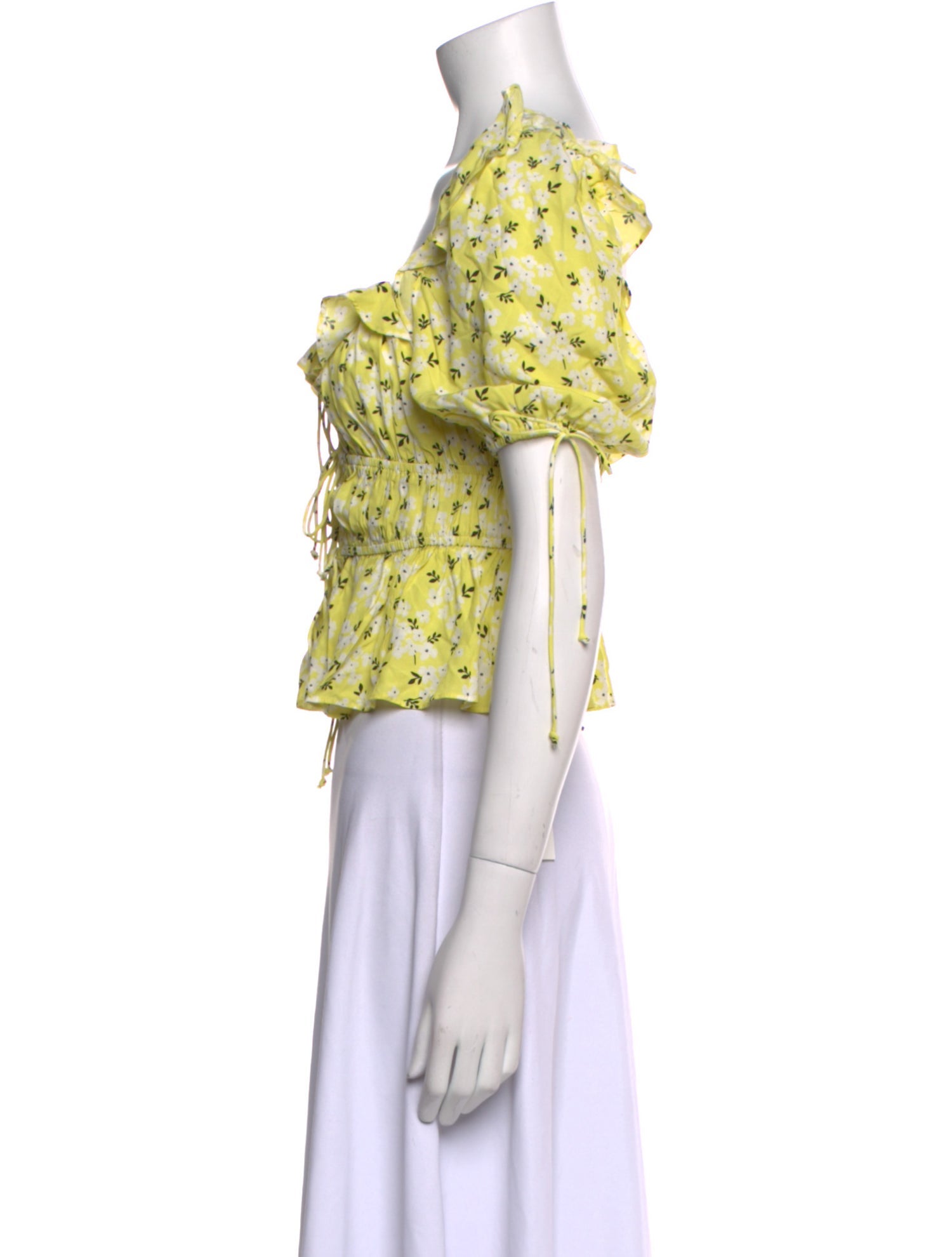 For Love & Lemons Floral Print Square Neckline Crop Top