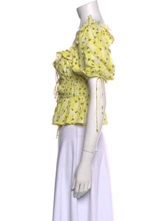 For Love & Lemons Floral Print Square Neckline Crop Top