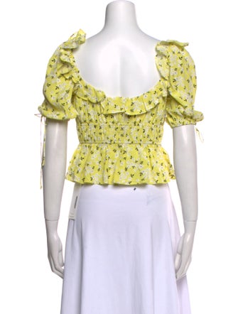 For Love & Lemons Floral Print Square Neckline Crop Top