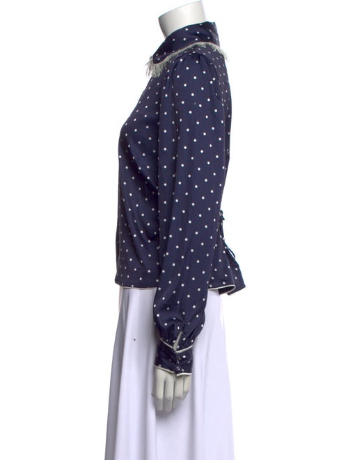 For Love & Lemons Polka Dot Print Long Sleeve Button-Up Top