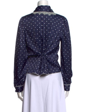 For Love & Lemons Polka Dot Print Long Sleeve Button-Up Top