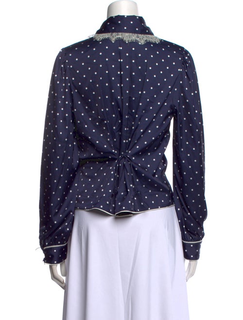 For Love & Lemons Polka Dot Print Long Sleeve Button-Up Top