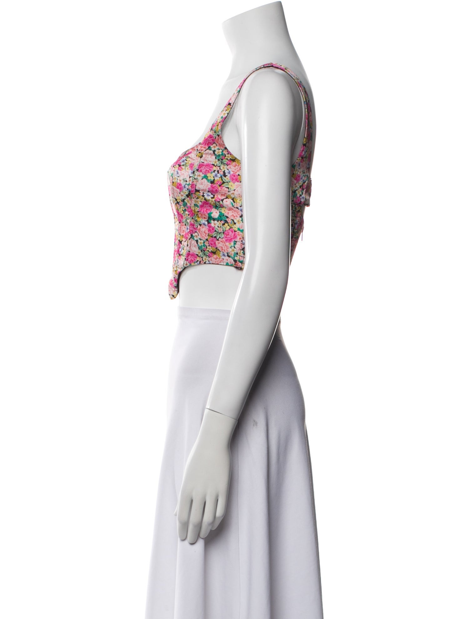 For Love & Lemons Floral Print Square Neckline Crop Top