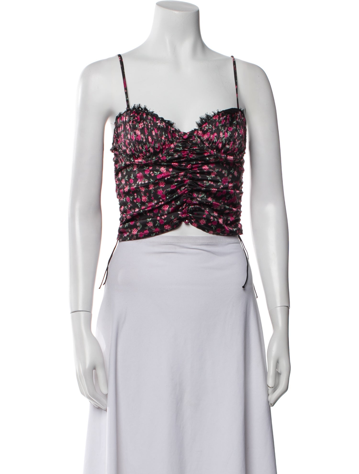 For Love & Lemons Floral Print Square Neckline Crop Top