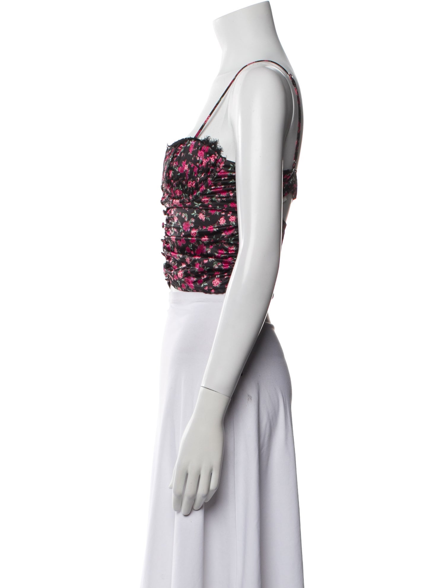 For Love & Lemons Floral Print Square Neckline Crop Top