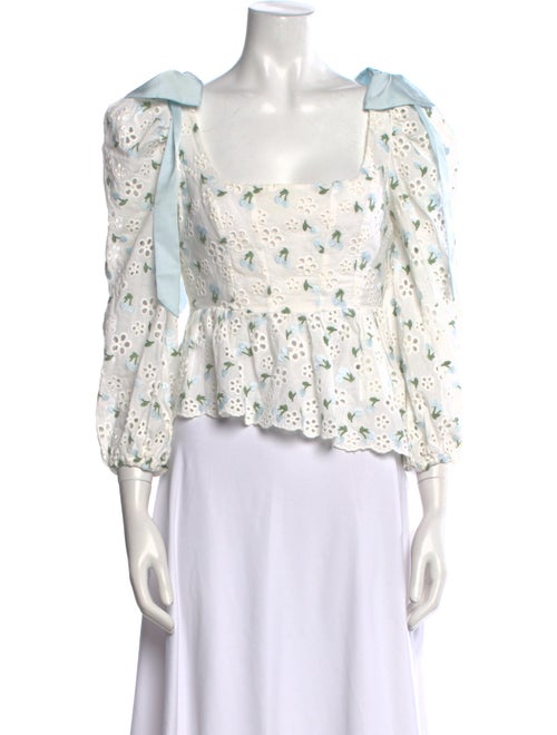 For Love & Lemons Floral Print Square Neckline Crop Top