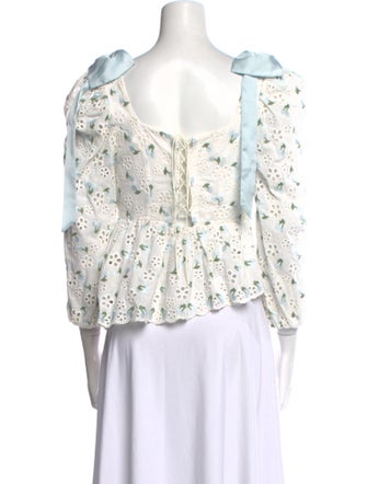 For Love & Lemons Floral Print Square Neckline Crop Top