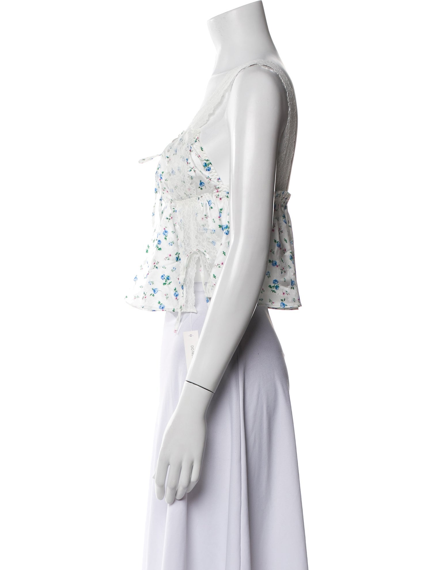 For Love & Lemons Floral Print Square Neckline Crop Top