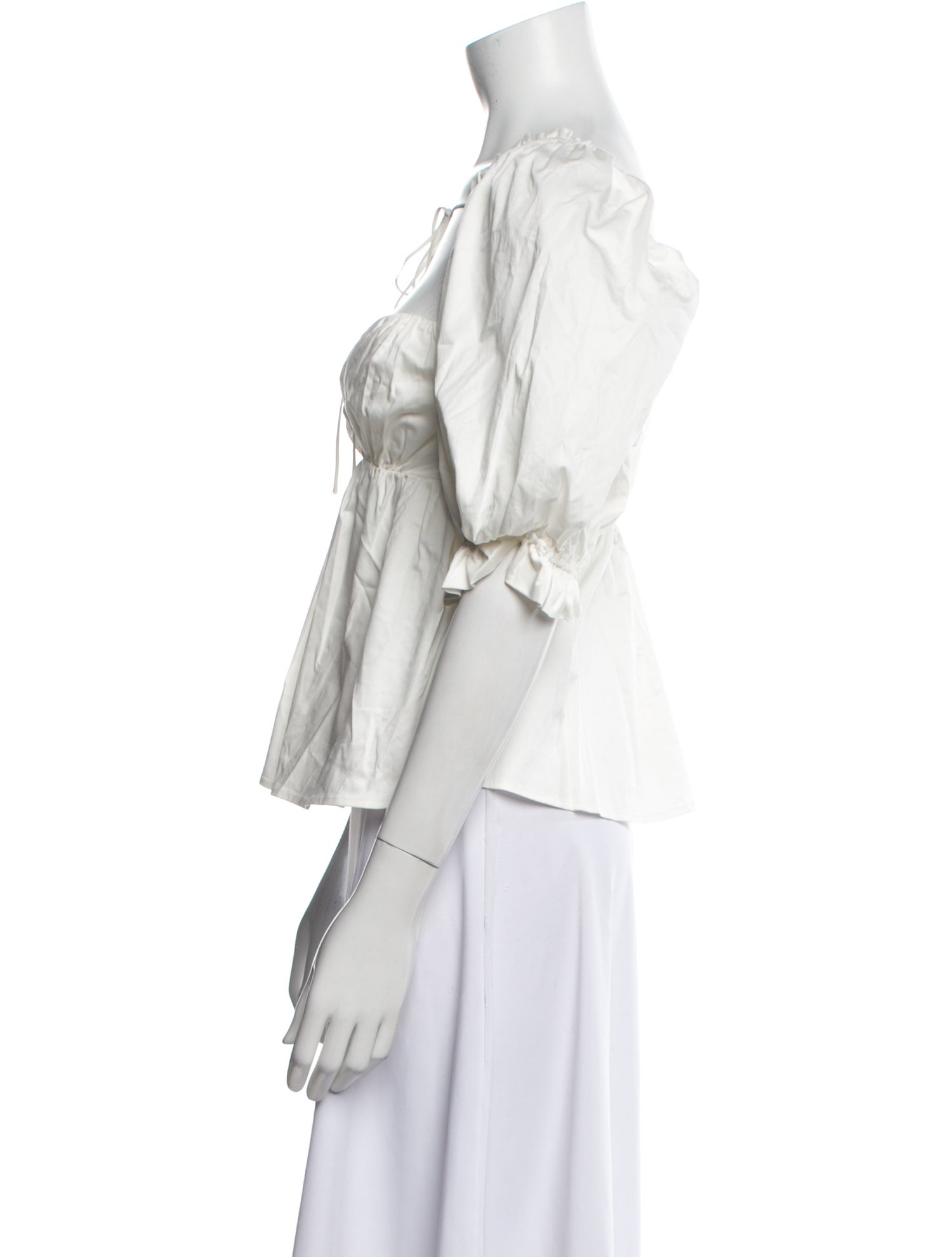 For Love & Lemons Square Neckline Three-Quarter Sleeve Crop Top w/ Tags