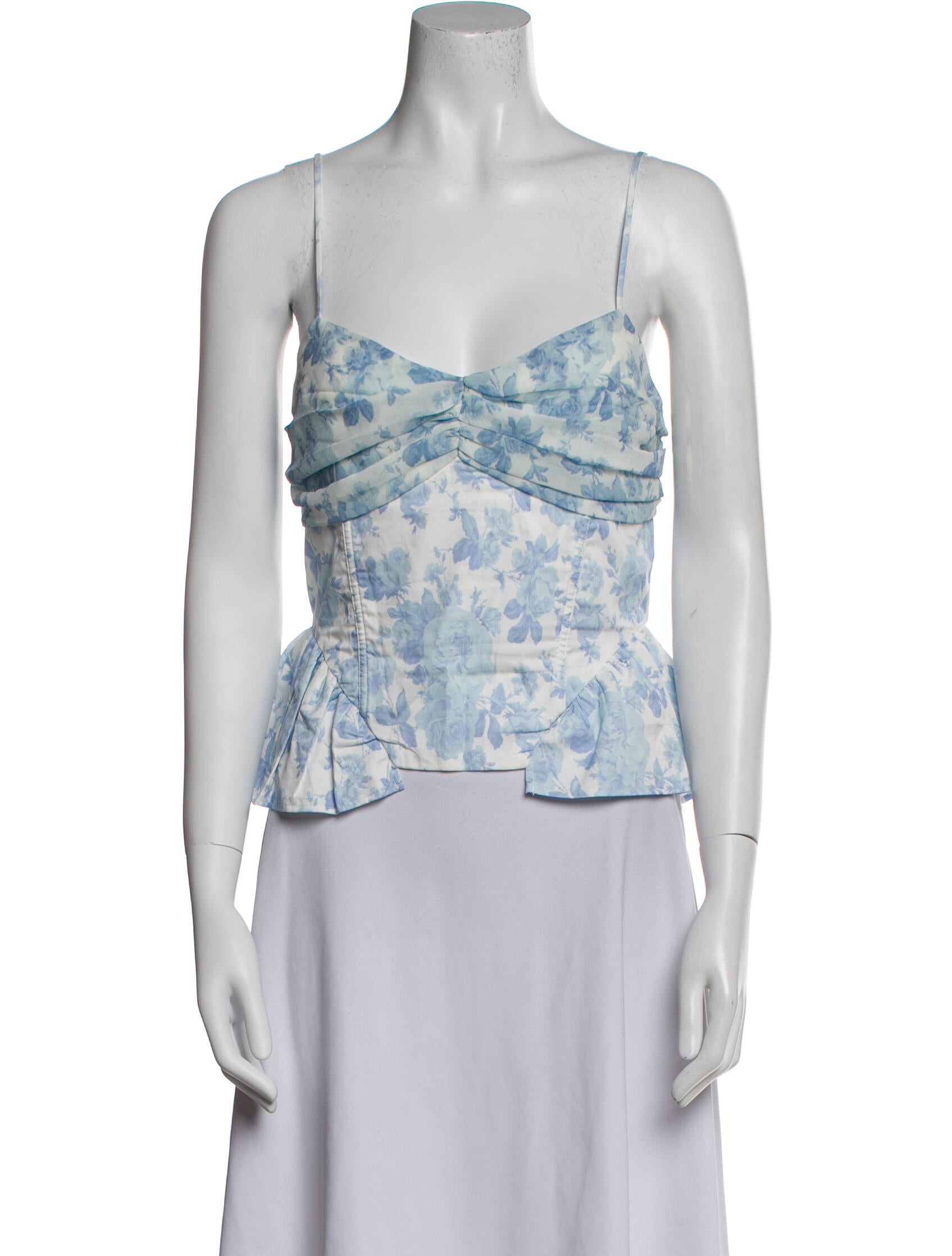 For Love & Lemons Floral Print V-Neck Crop Top