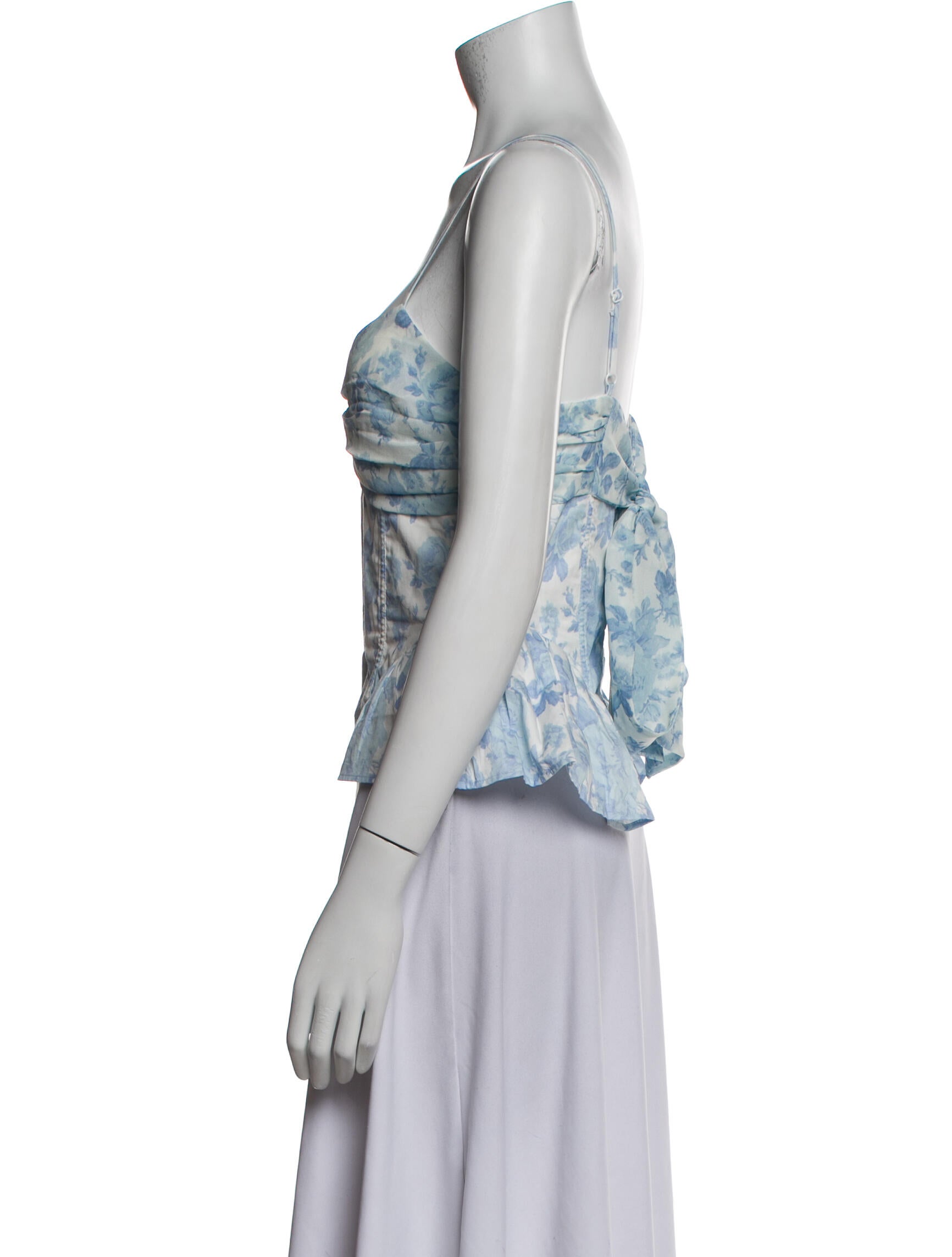 For Love & Lemons Floral Print V-Neck Crop Top