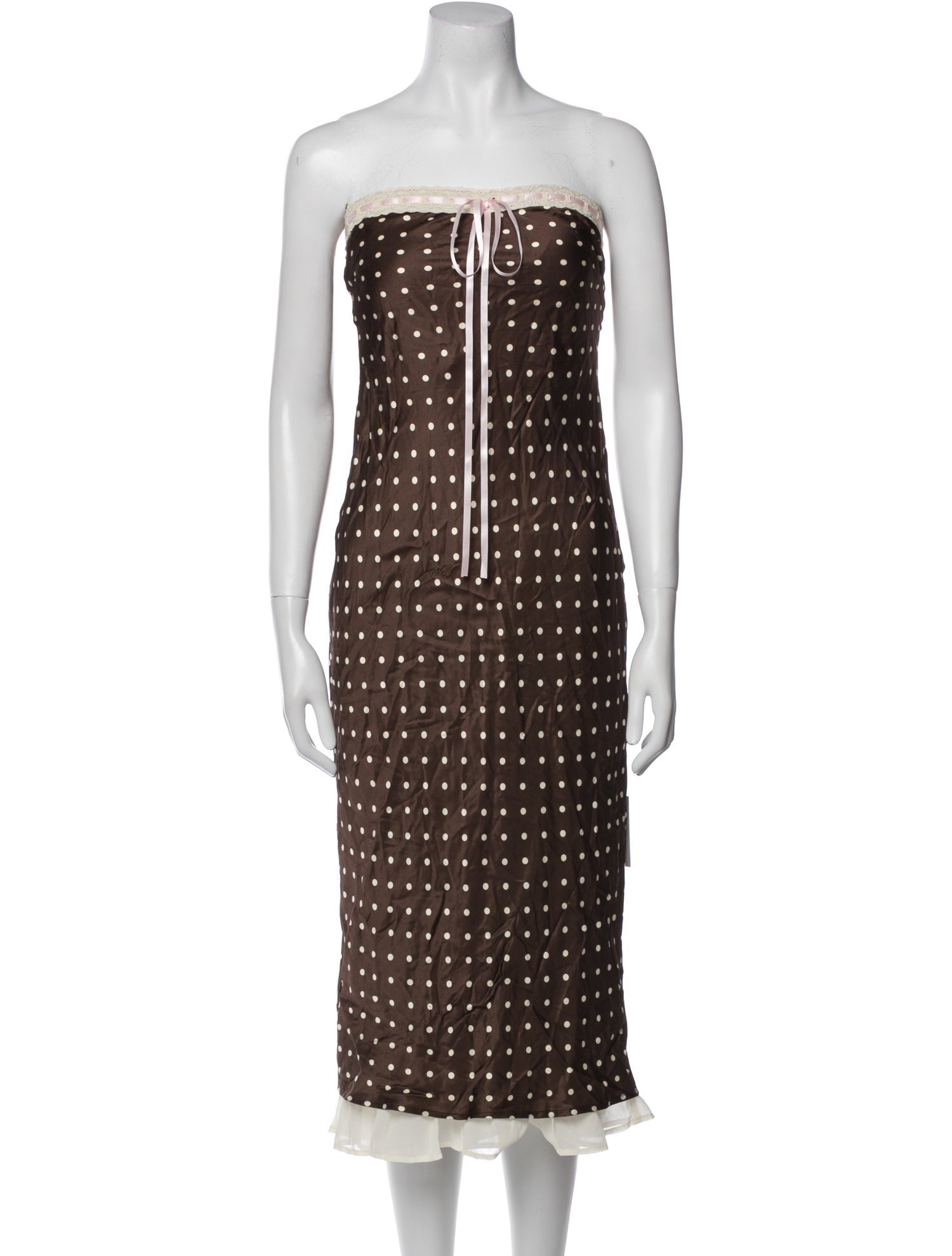 For Love & Lemons Polka Dot Print Midi Length Dress