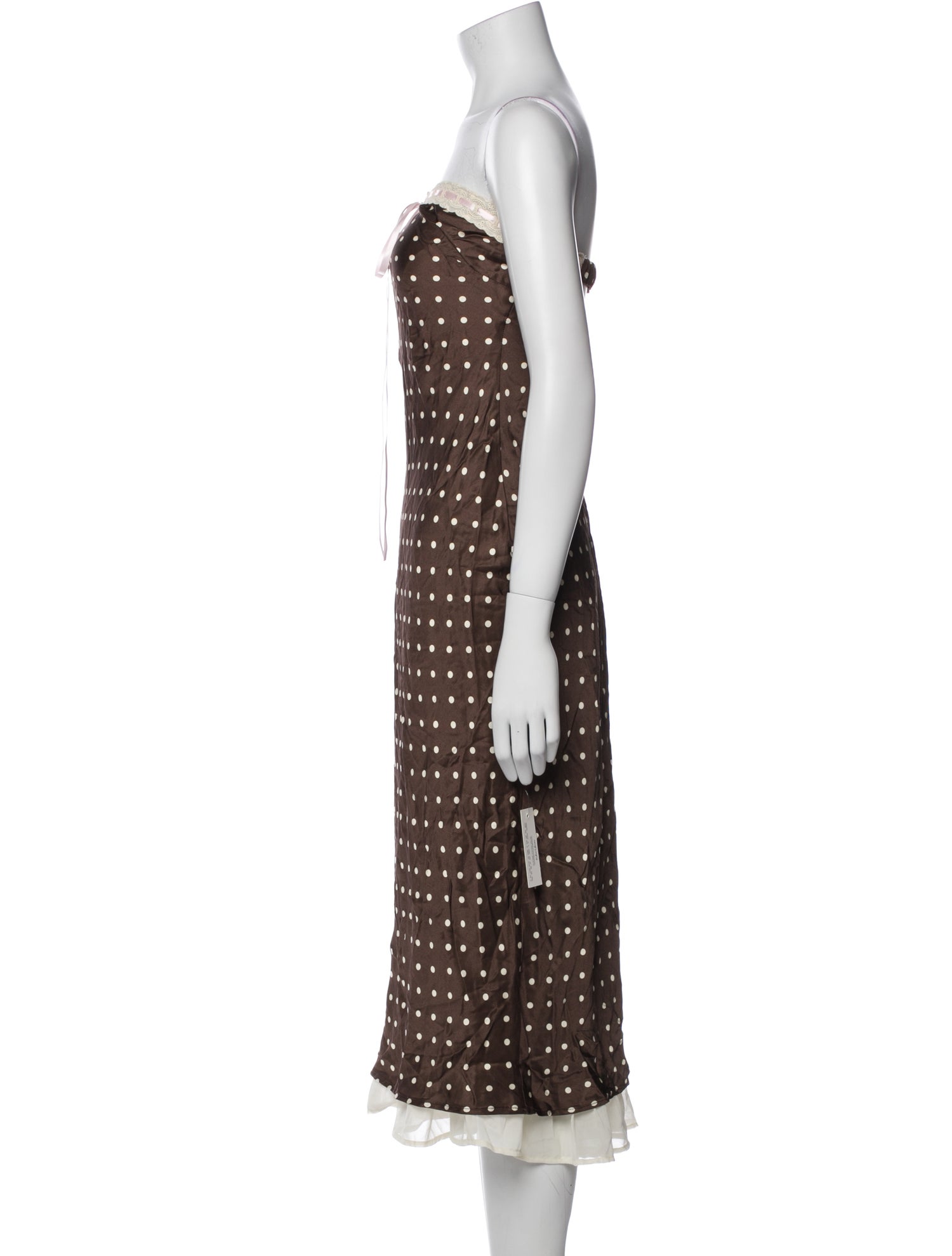 For Love & Lemons Polka Dot Print Midi Length Dress