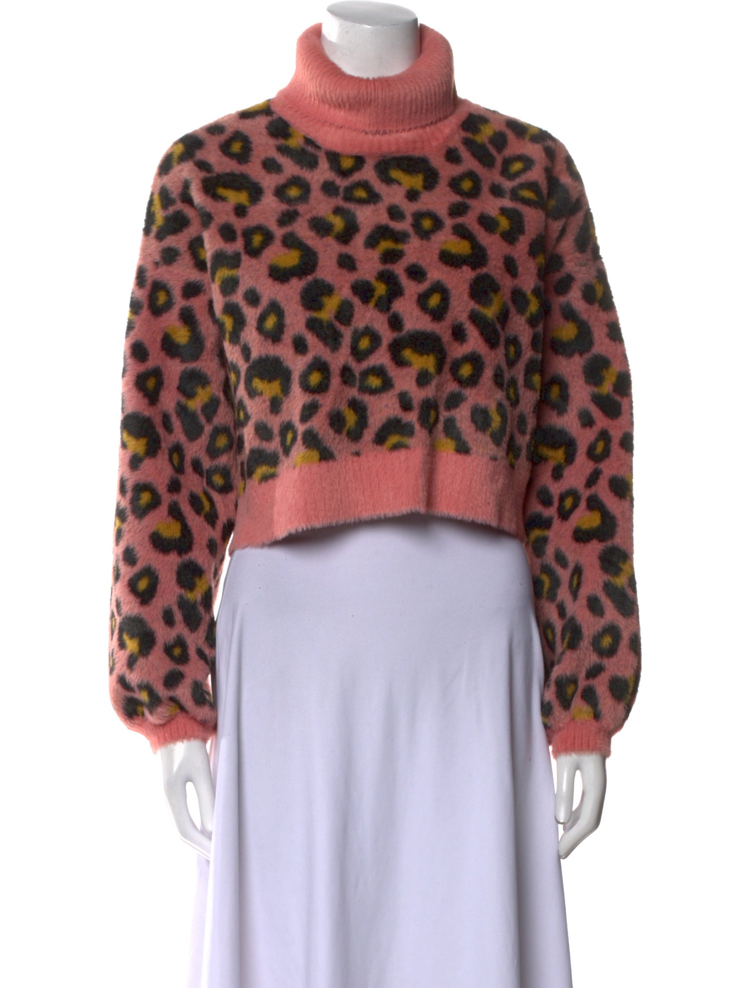 For Love & Lemons Animal Print Turtleneck Sweater