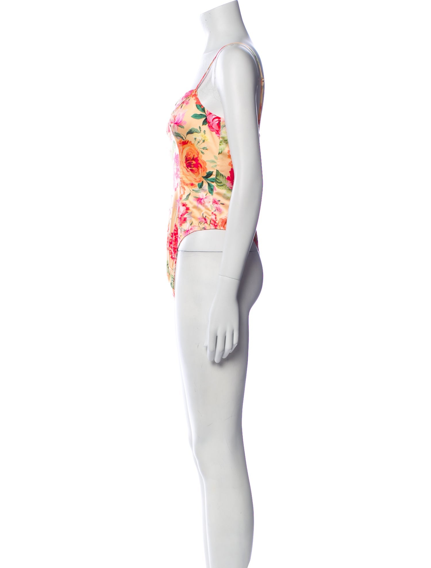 For Love & Lemons Floral Print Square Neckline Bodysuit