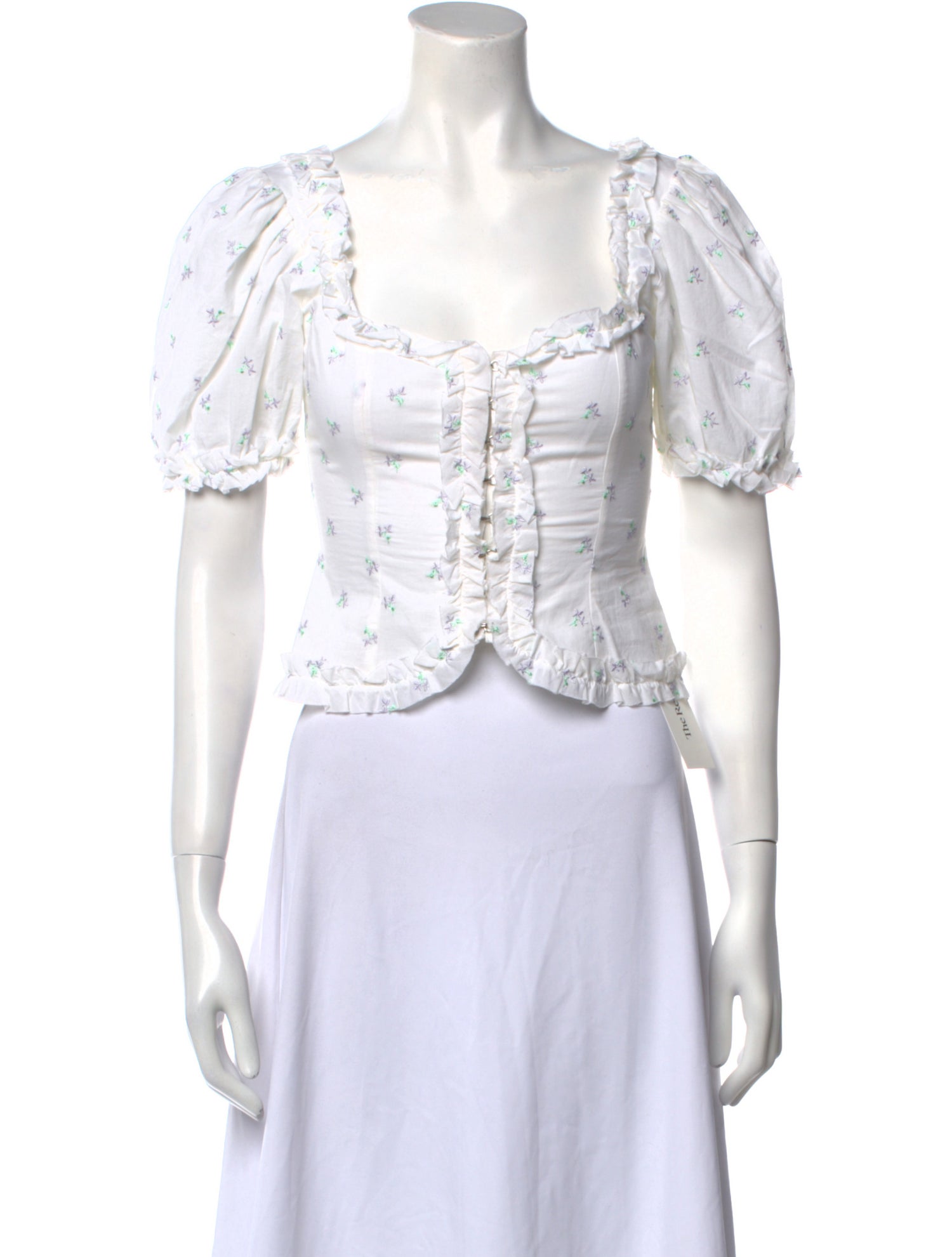 For Love & Lemons Floral Print Square Neckline Crop Top