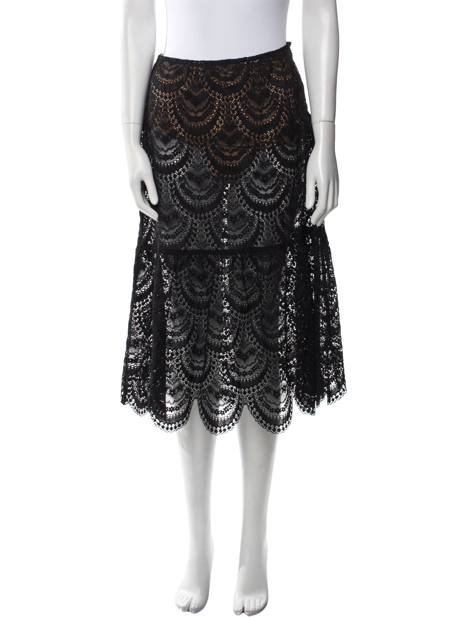 For Love & Lemons Lace Pattern Knee-Length Skirt