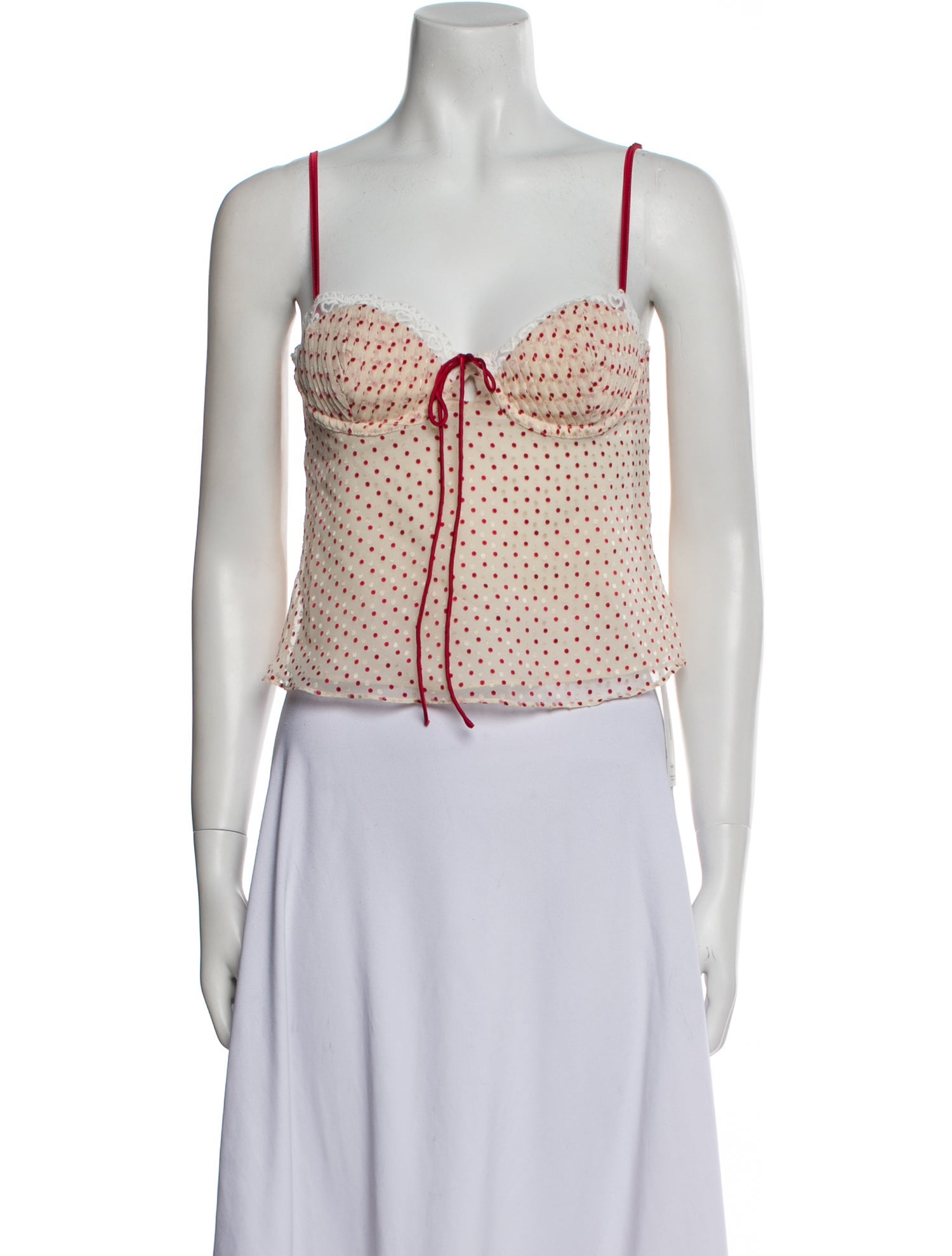 For Love & Lemons Polka Dot Print Square Neckline Crop Top