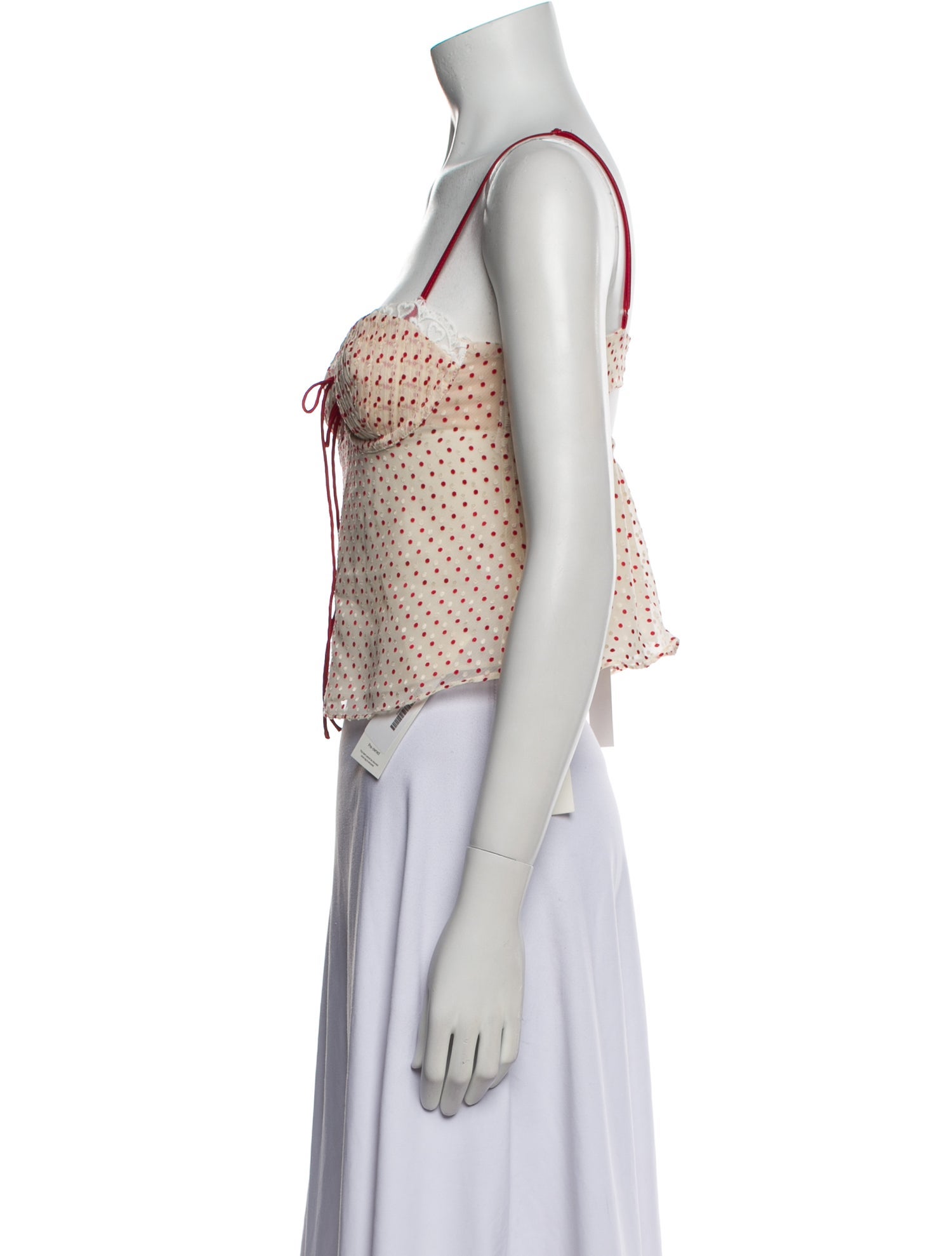 For Love & Lemons Polka Dot Print Square Neckline Crop Top