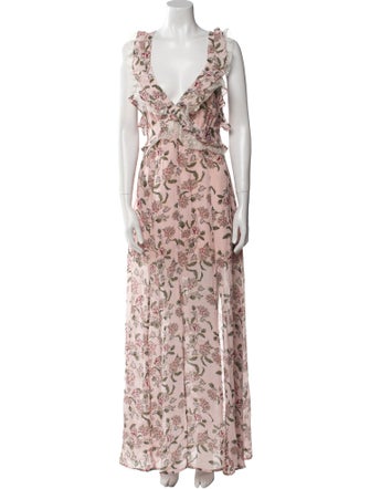 For Love & Lemons Floral Print Long Dress