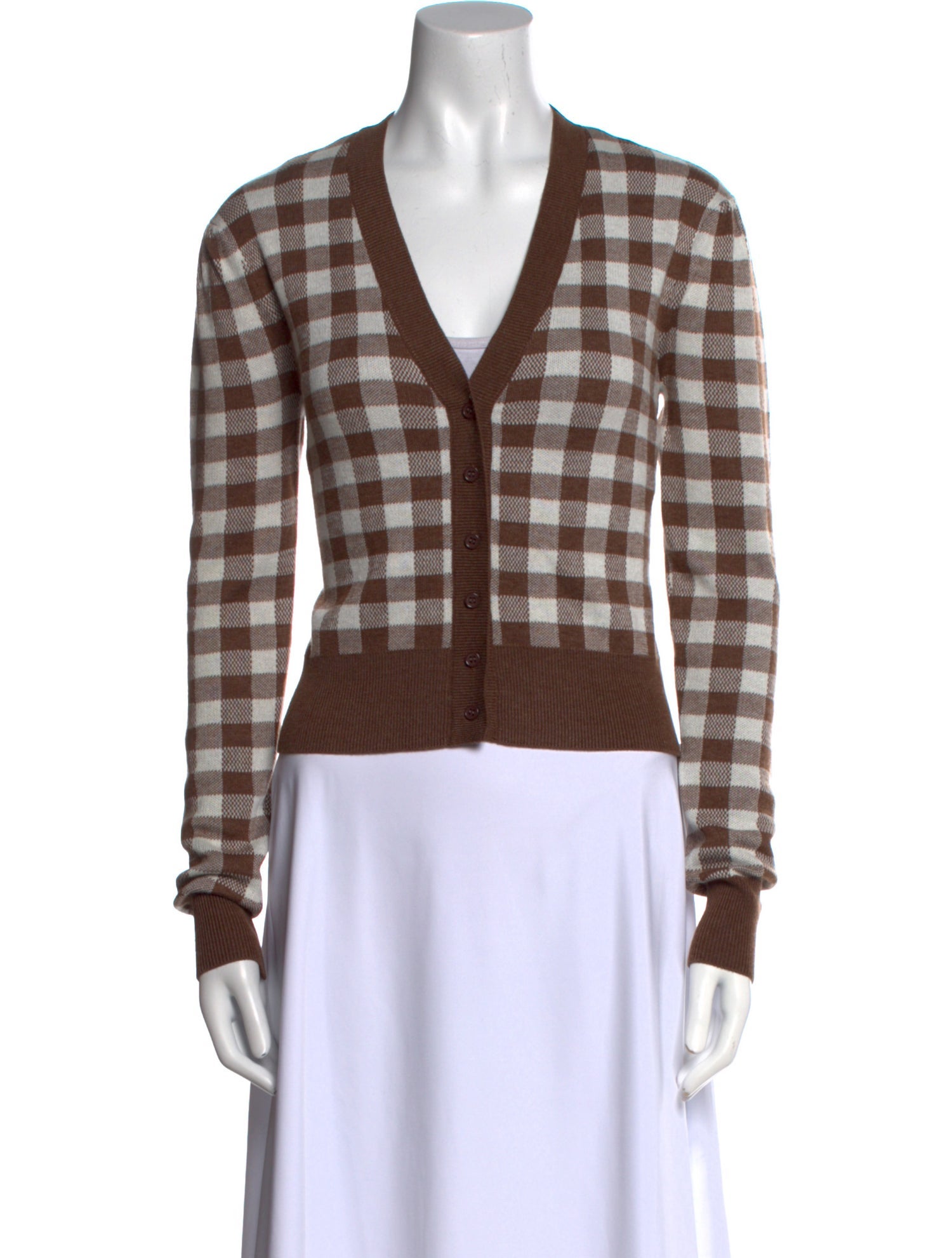 For Love & Lemons Plaid Print V-Neck Sweater