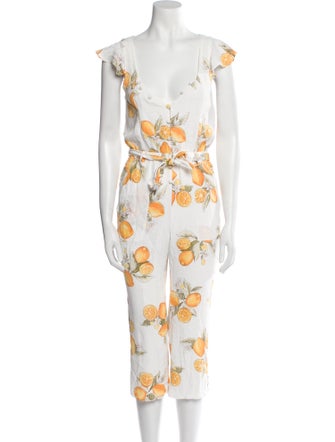 For Love & Lemons Printed Scoop Neck Romper