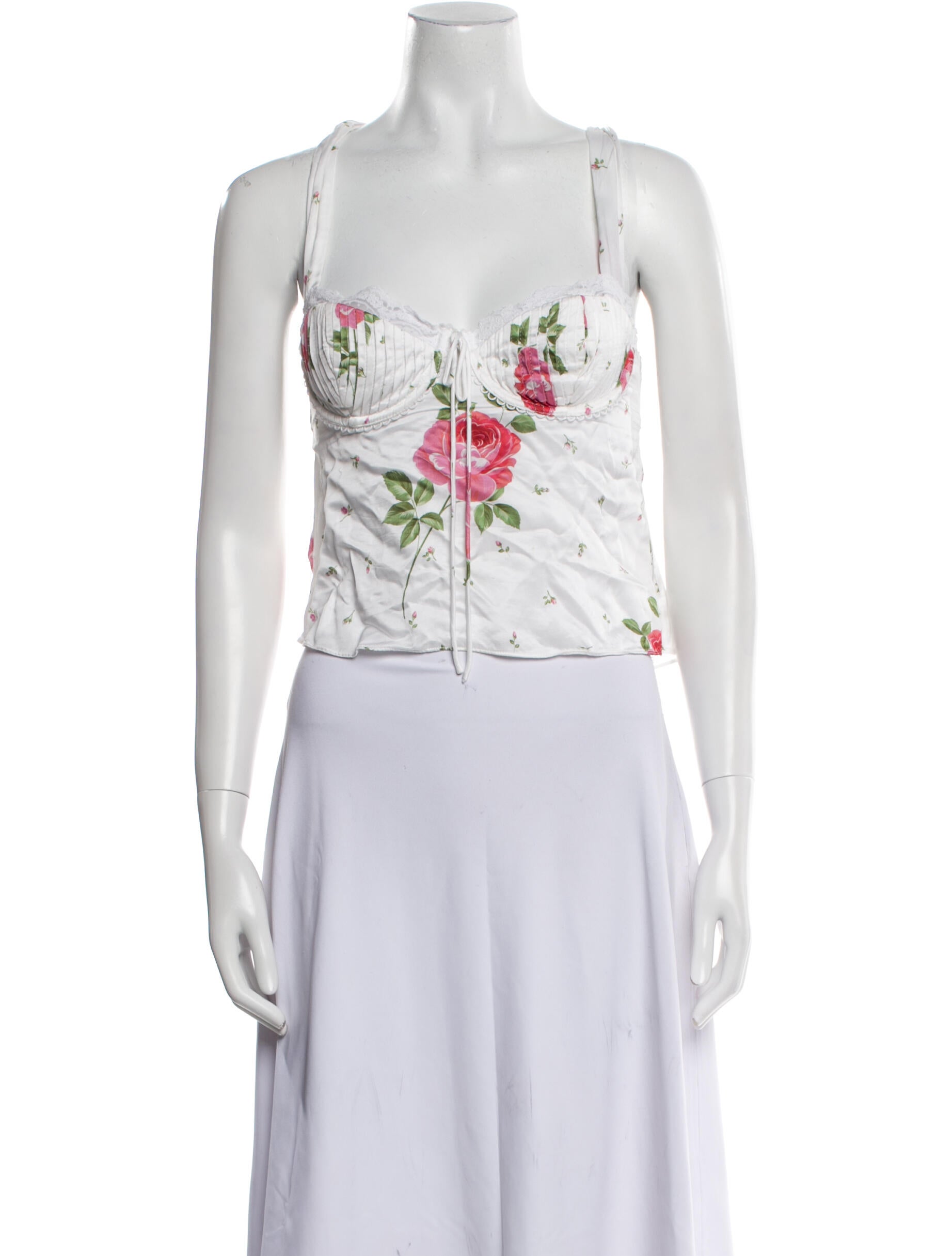 For Love & Lemons Floral Print Square Neckline Crop Top